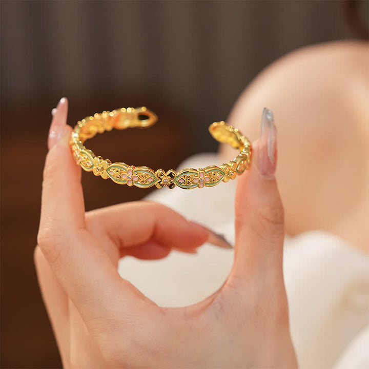 Buddha Stones 銅エナメル花柄バランスカフブレスレット - image 4