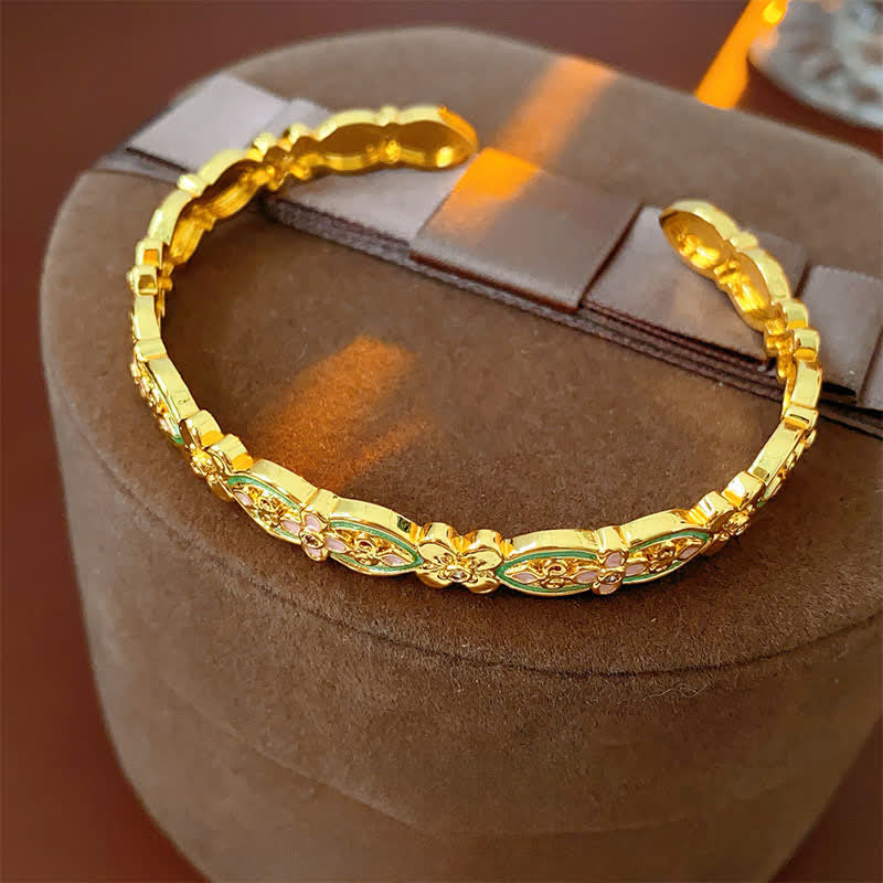 Buddha Stones 銅エナメル花柄バランスカフブレスレット - image 2