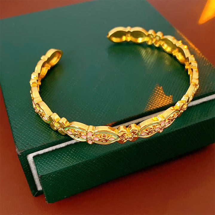 Buddha Stones 銅エナメル花柄バランスカフブレスレット - image 3