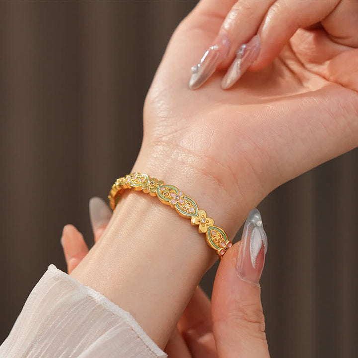 Buddha Stones 銅エナメル花柄バランスカフブレスレット - image 7