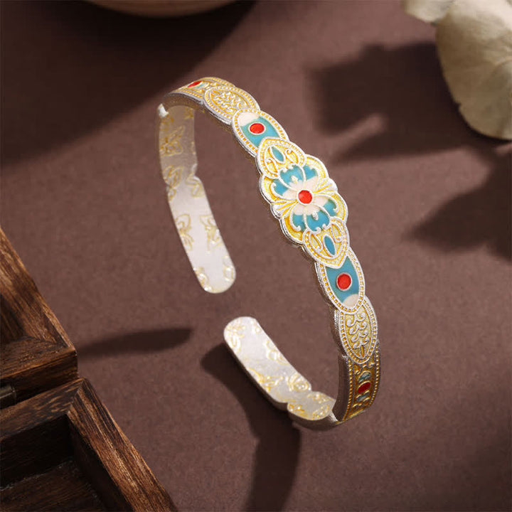 Buddha Stones 銅エナメル製バタフライフリーダムカフブレスレット - image 3