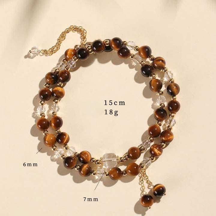 Buddha Stones 天然ストロベリークォーツ ダブルラップ クリスタルヒーリングブレスレット - タイガーアイ（手首周り：14～15cm） - image 21