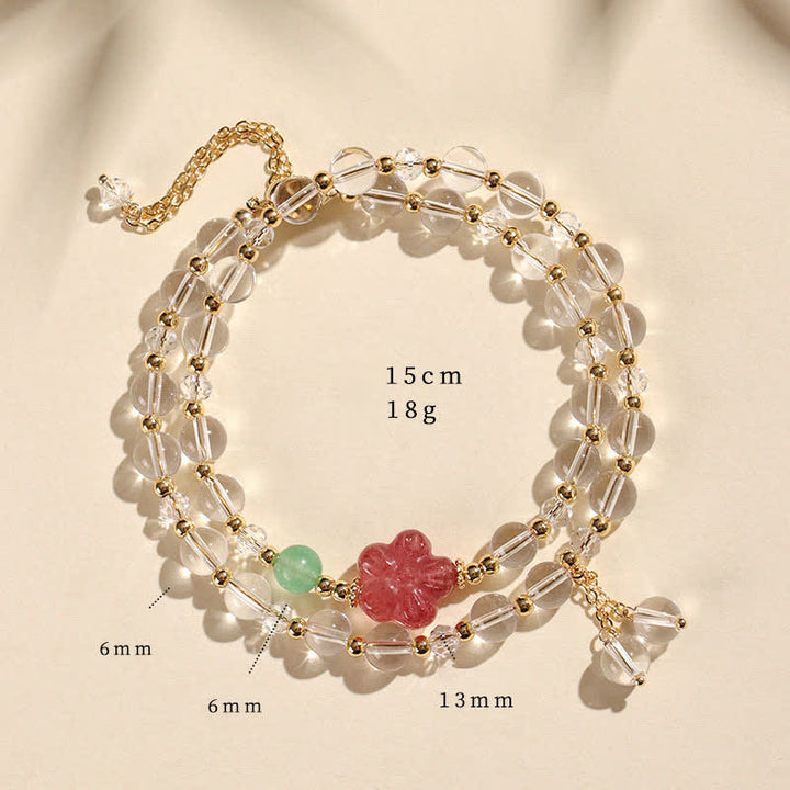 Buddha Stones 天然ストロベリークォーツ ダブルラップ クリスタルヒーリングブレスレット - クリアクォーツ（手首周り：14～15cm） - image 14