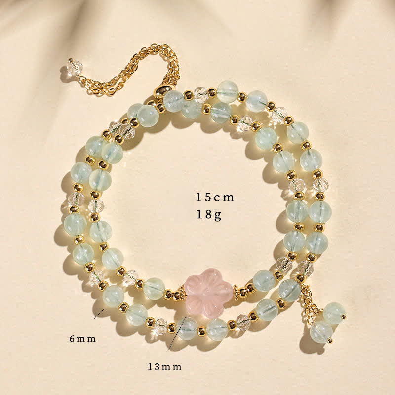Buddha Stones 天然ストロベリークォーツ ダブルラップ クリスタルヒーリングブレスレット - グリーングレープアゲート（手首周り：14～15cm） - image 10