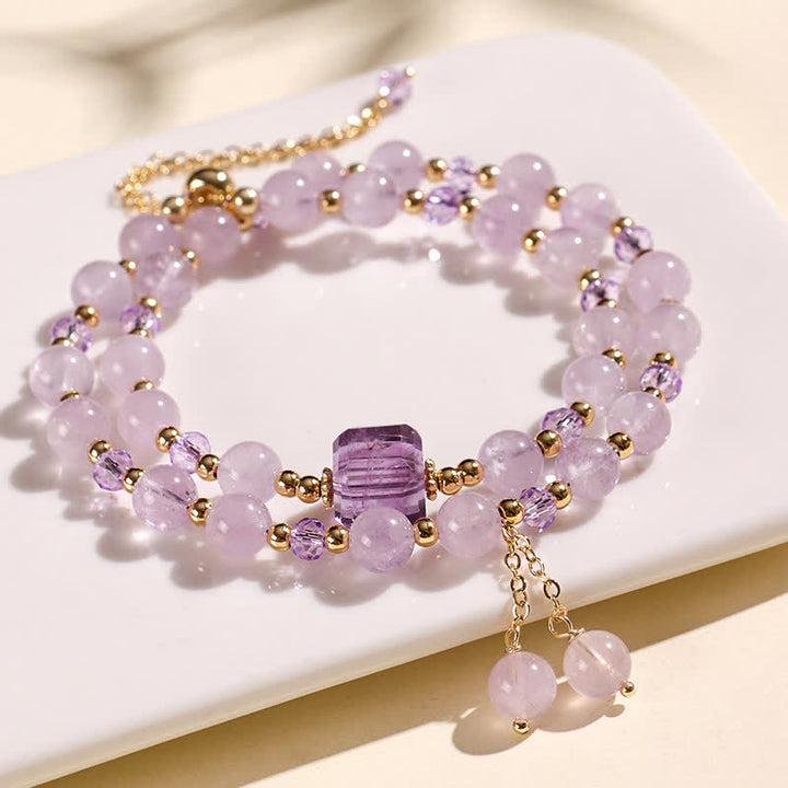 Buddha Stones 天然ストロベリークォーツ ダブルラップ クリスタルヒーリングブレスレット - image 19