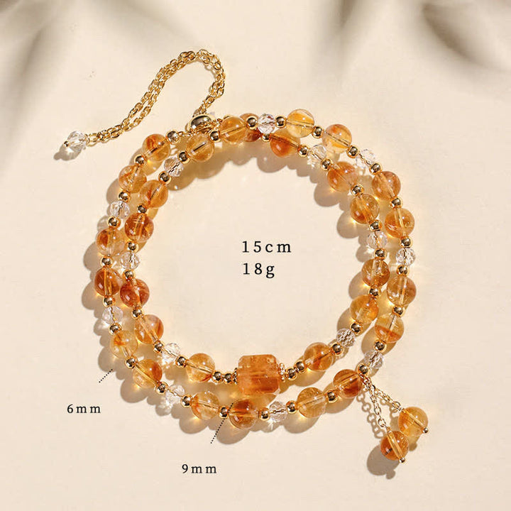 Buddha Stones 天然ストロベリークォーツ ダブルラップ クリスタルヒーリングブレスレット - シトリン（手首周り：14～15cm） - image 8