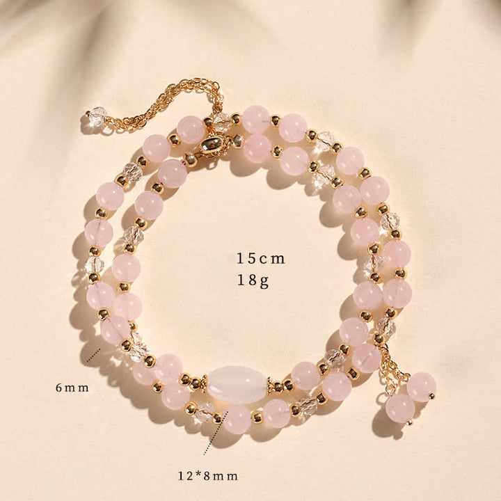 Buddha Stones 天然ストロベリークォーツ ダブルラップ クリスタルヒーリングブレスレット - ローズクォーツ（手首周り：14～15cm） - image 12