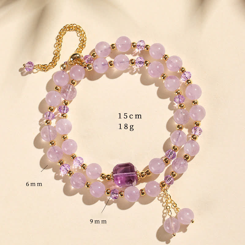 Buddha Stones 天然ストロベリークォーツ ダブルラップ クリスタルヒーリングブレスレット - アメジスト（手首周り：14～15cm） - image 18