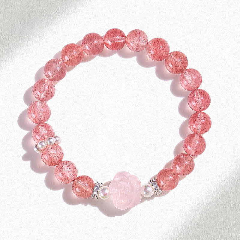 Buddha Stones ストロベリークォーツローズビーズラブブレスレット - image 7