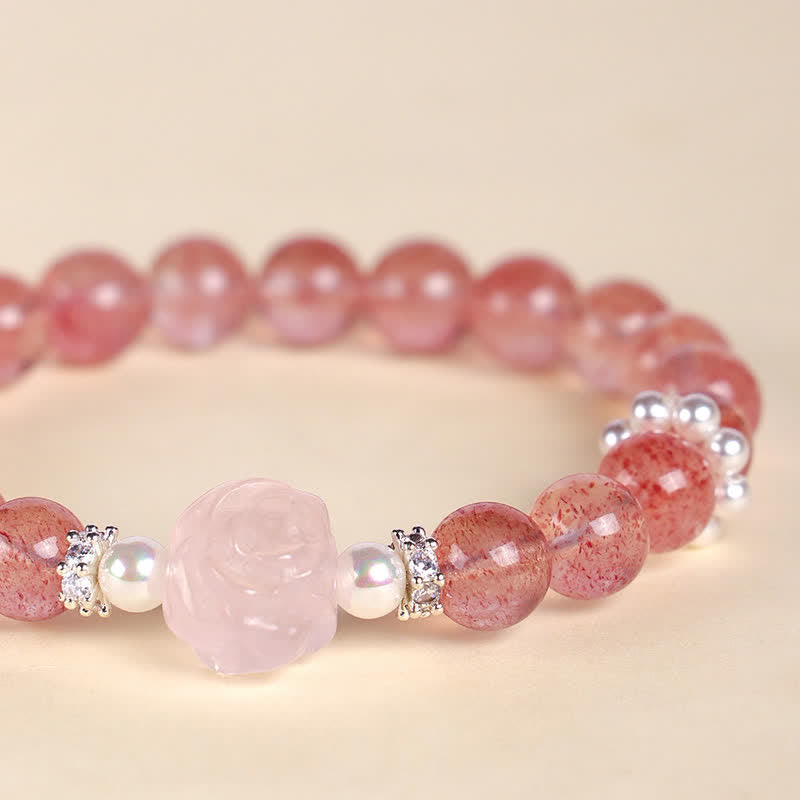 Buddha Stones ストロベリークォーツローズビーズラブブレスレット - image 4