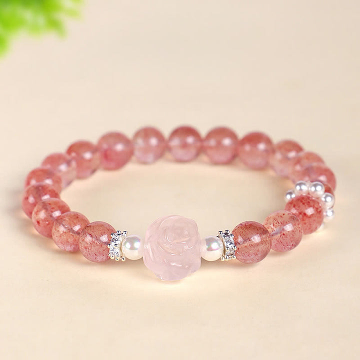 Buddha Stones ストロベリークォーツローズビーズラブブレスレット - image 3