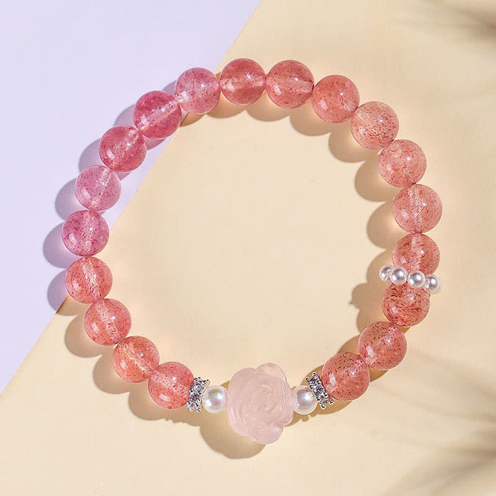 Buddha Stones ストロベリークォーツローズビーズラブブレスレット - image 1