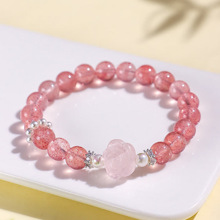 Buddha Stones ストロベリークォーツローズビーズラブブレスレット - image 2