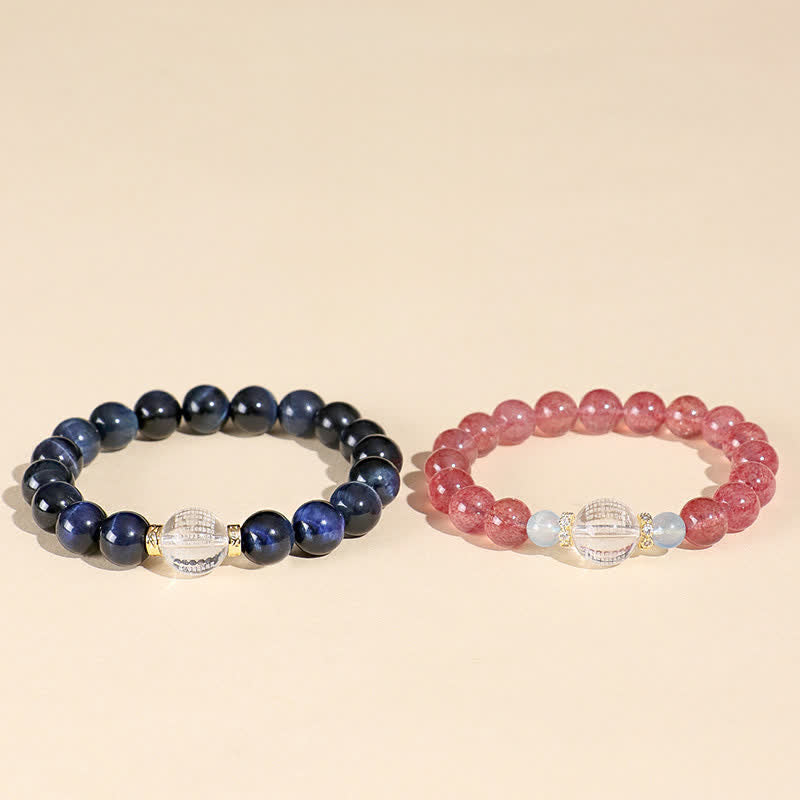 Buddha Stones ストロベリークォーツ ブルータイガーアイ幸運を呼ぶブレスレット - image 11