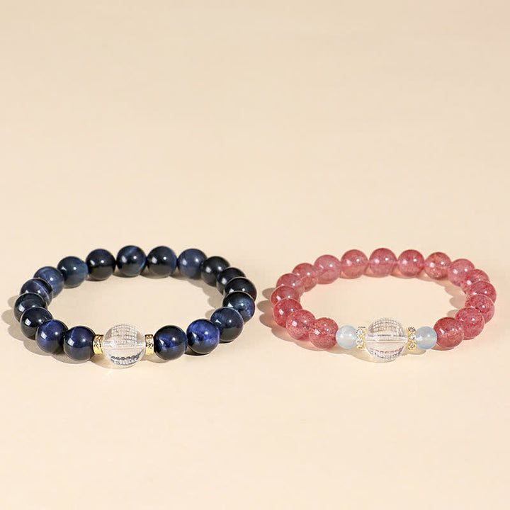 Buddha Stones ストロベリークォーツ ブルータイガーアイ幸運を呼ぶブレスレット - image 11