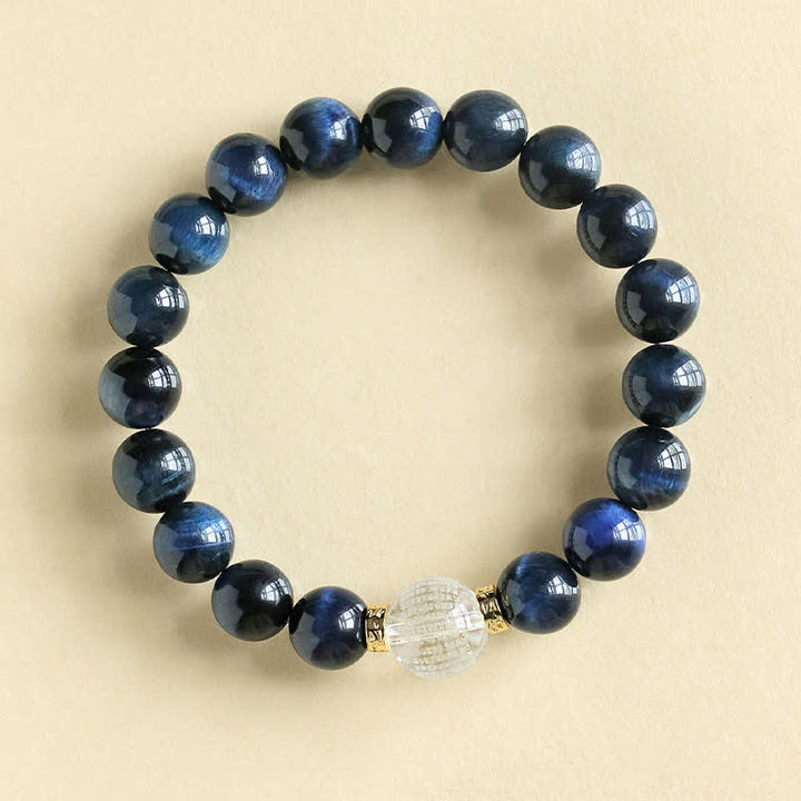 Buddha Stones ストロベリークォーツ ブルータイガーアイ幸運を呼ぶブレスレット - ブルータイガーアイ（手首周り：16～17cm） - image 5