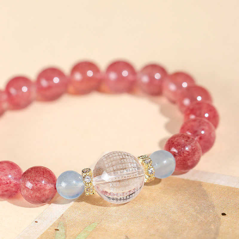 Buddha Stones ストロベリークォーツ ブルータイガーアイ幸運を呼ぶブレスレット - image 2
