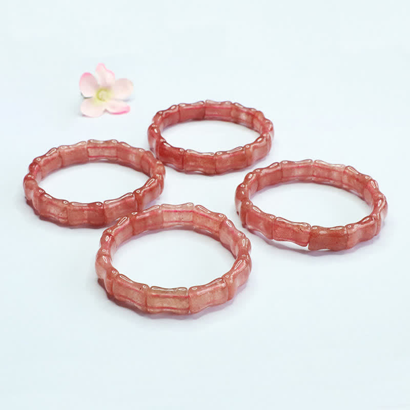 Buddha Stones ストロベリークォーツと竹を使っ幸運を呼ぶブレスレット - image 3