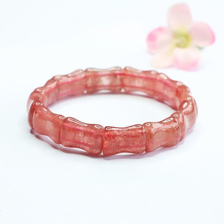 Buddha Stones ストロベリークォーツと竹を使っ幸運を呼ぶブレスレット - image 0