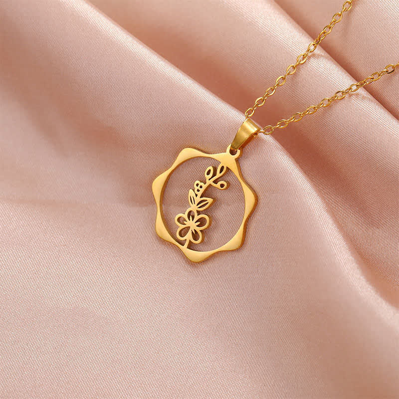 Buddha Stones チタン鋼製誕生花蓮悟りペンダントネックレス - image 7