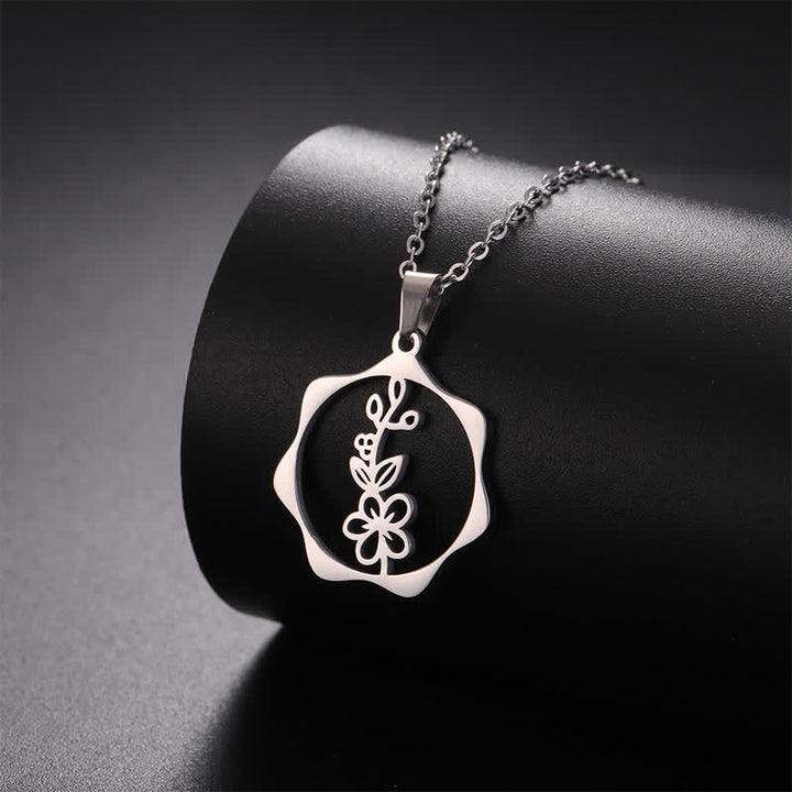 Buddha Stones チタン鋼製誕生花蓮悟りペンダントネックレス - image 3