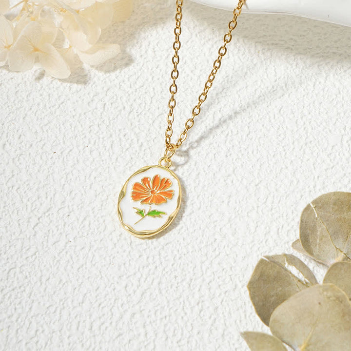 Buddha Stones チタン鋼製誕生花強化ペンダントネックレス - コスモス - ゴールデンチタン鋼 - image 21