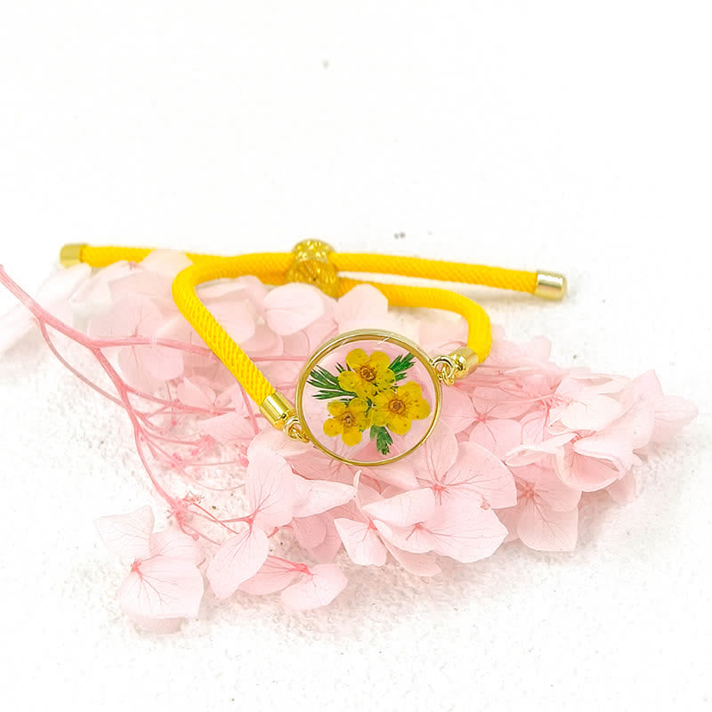 Buddha Stones 樹脂製ハンドメイド誕生花モチーフ調節可能編み込みロープブレスレット - ナルキッソス（手首周り：17～22cm） - image 5