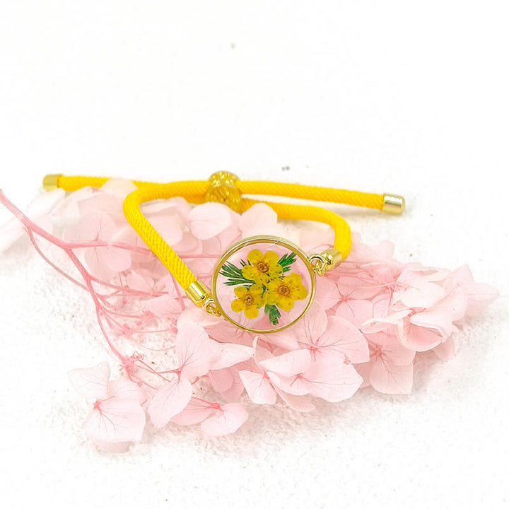 Buddha Stones 樹脂製ハンドメイド誕生花モチーフ調節可能編み込みロープブレスレット - ナルキッソス（手首周り：17～22cm） - image 5