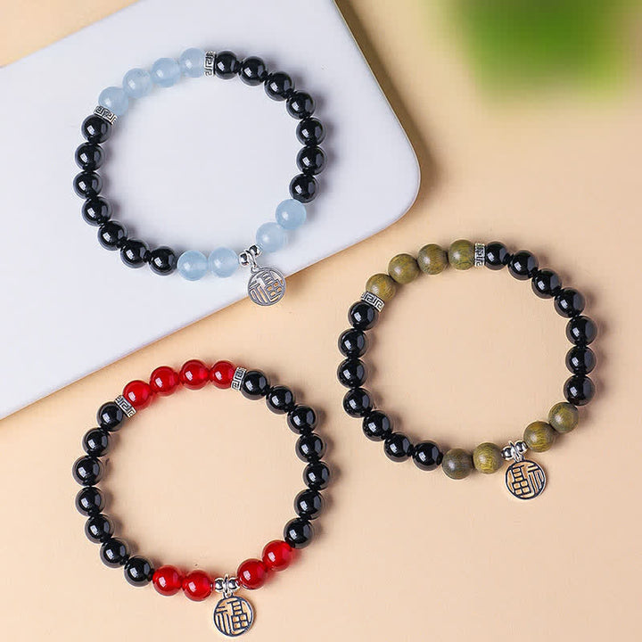 Buddha Stones ブラックオニキスの「福」の文字ビーズ幸運ブレスレット - image 20