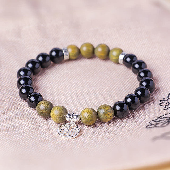 Buddha Stones ブラックオニキスの「福」の文字ビーズ幸運ブレスレット - image 17
