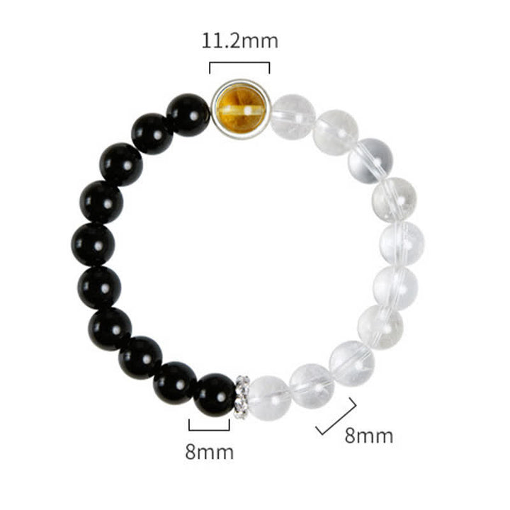 Buddha Stones クリアクォーツとブラックオブシディアンの守護ブレスレット - image 8