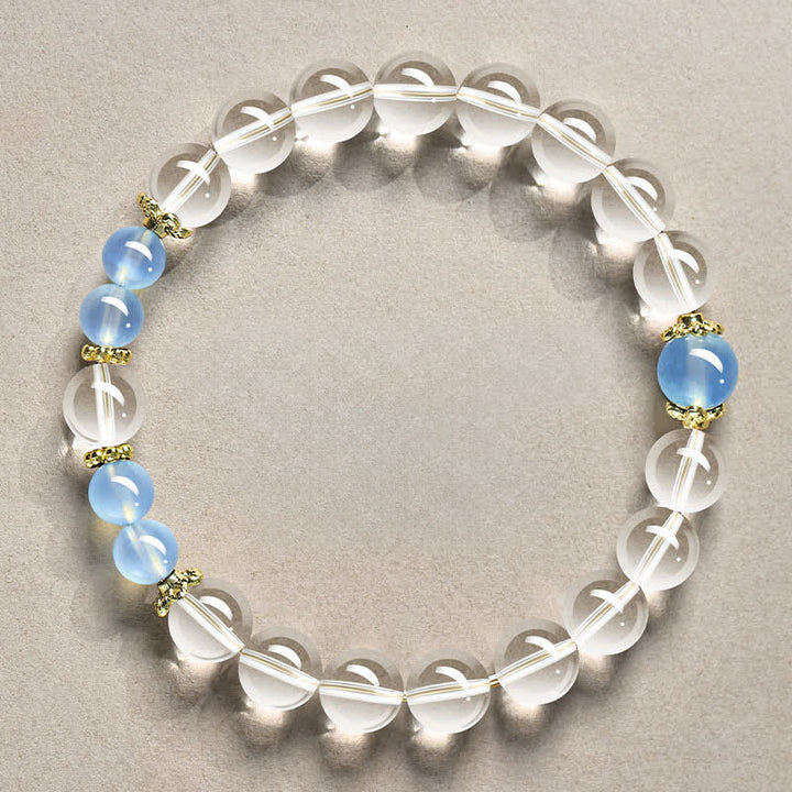 Buddha Stones 天然クリアクォーツビーズのヒーリングブレスレット - 8mmクリアクォーツアクアマリン（手首周り：15～16cm） - image 7
