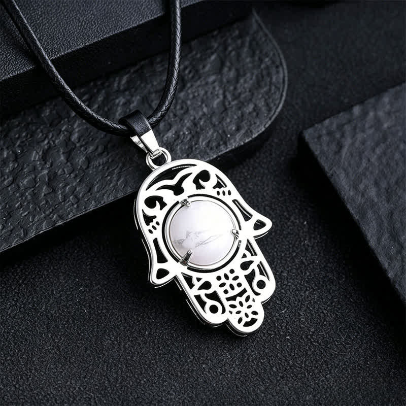 Buddha Stones 天然黒曜石ハムサパーム象嵌クリスタル強化ネックレス - 天然ターコイズ（色合いは個体差があります） - image 16