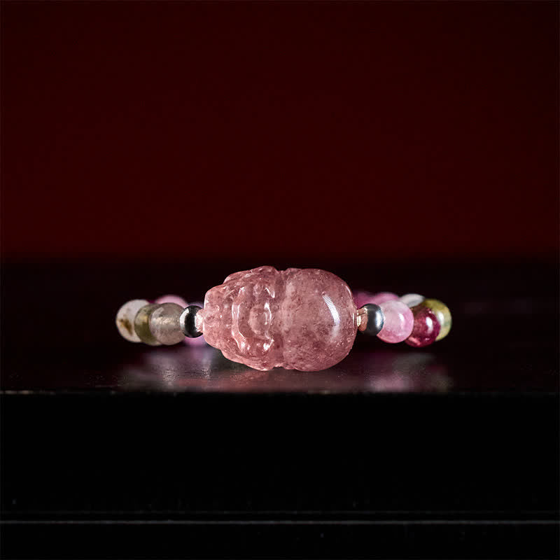 Buddha Stones 3mmミニビーズ 天然ムーンストーン トルマリン ガーネット パール ストロベリークォーツ 貔貅 ヒーリング エラスティックリング - image 18