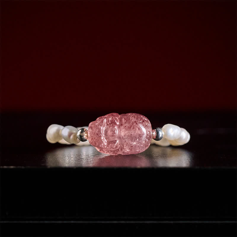 Buddha Stones 3mmミニビーズ 天然ムーンストーン トルマリン ガーネット パール ストロベリークォーツ 貔貅 ヒーリング エラスティックリング - image 23