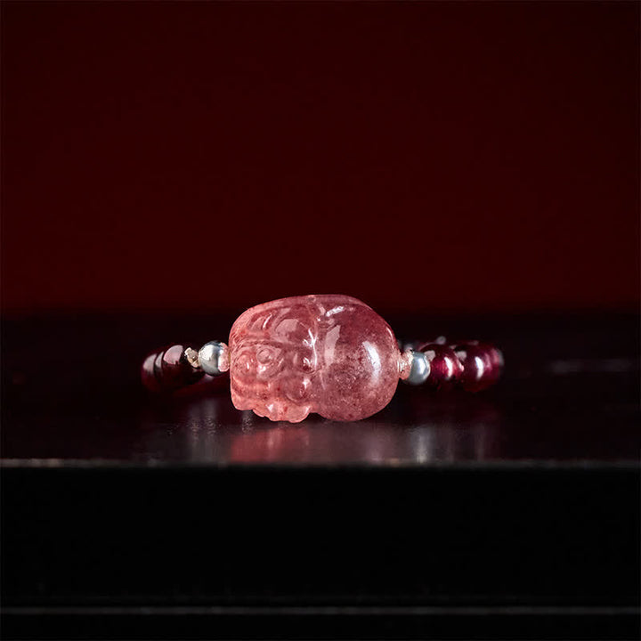 Buddha Stones 3mmミニビーズ 天然ムーンストーン トルマリン ガーネット パール ストロベリークォーツ 貔貅 ヒーリング エラスティックリング - image 3