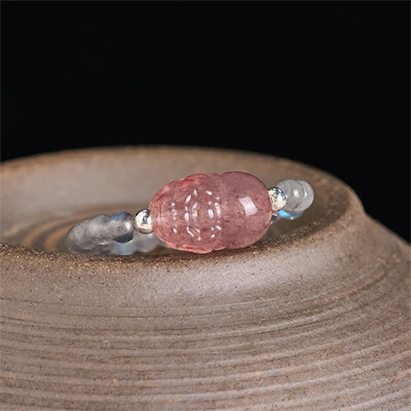 Buddha Stones 3mmミニビーズ 天然ムーンストーン トルマリン ガーネット パール ストロベリークォーツ 貔貅 ヒーリング エラスティックリング - image 10