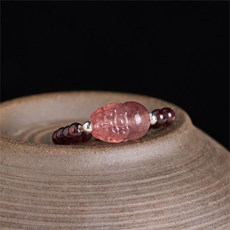 Buddha Stones 3mmミニビーズ 天然ムーンストーン トルマリン ガーネット パール ストロベリークォーツ 貔貅 ヒーリング エラスティックリング - image 2