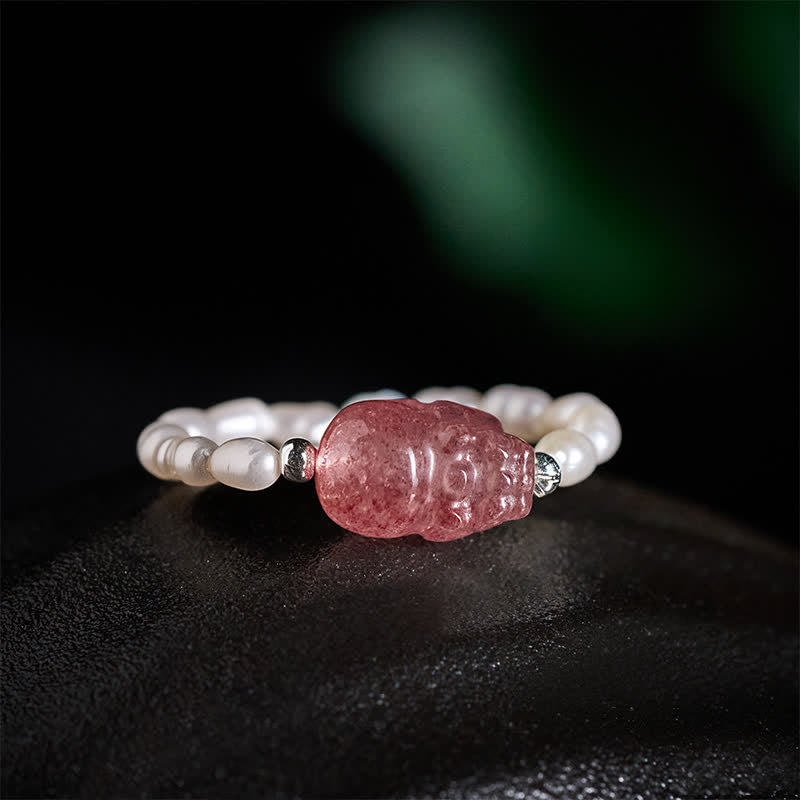 Buddha Stones 3mmミニビーズ 天然ムーンストーン トルマリン ガーネット パール ストロベリークォーツ 貔貅 ヒーリング エラスティックリング - image 24