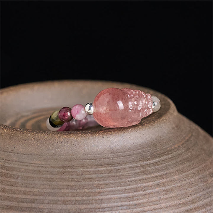 Buddha Stones 3mmミニビーズ 天然ムーンストーン トルマリン ガーネット パール ストロベリークォーツ 貔貅 ヒーリング エラスティックリング - image 17
