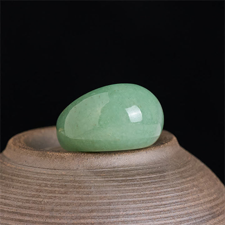 Buddha Stones 天然グリーンアベンチュリン製ワイドバランスリング - image 2