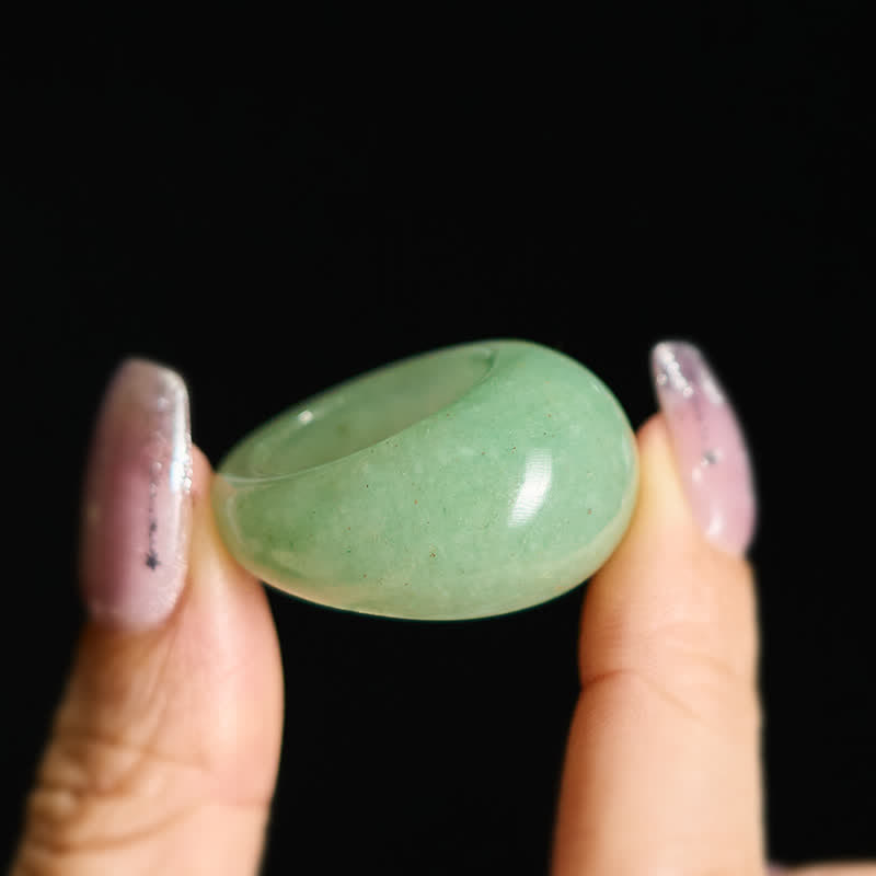 Buddha Stones 天然グリーンアベンチュリン製ワイドバランスリング - image 4