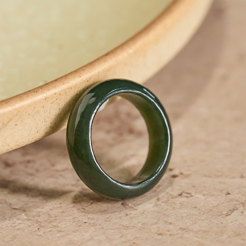Buddha Stones 天然シアンジェイドヒーリングリング - 天然シアン翡翠（色合いは個体差があります） - 約22mm - image 0