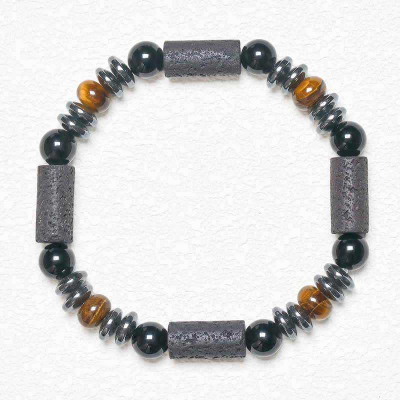 Buddha Stones 天然タイガーアイオブシディアンヘマタイト溶岩石のパワフルなブレスレット - image 5