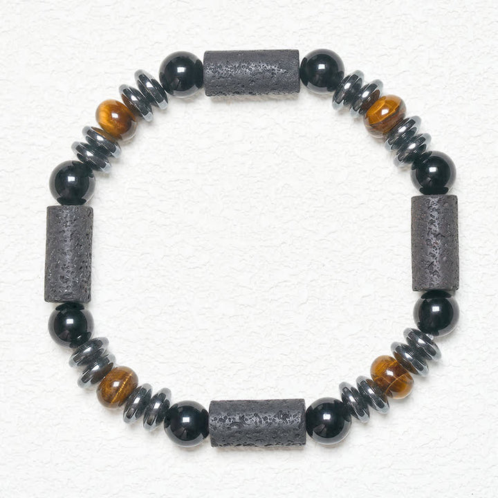 Buddha Stones 天然タイガーアイオブシディアンヘマタイト溶岩石のパワフルなブレスレット - image 5