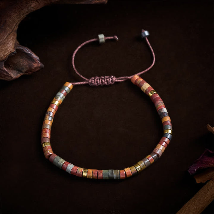 Buddha Stones 小さなピカソジャスパービーズのエナジーストリングブレスレット - image 1