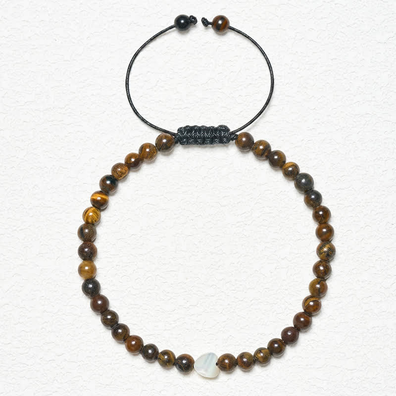 Buddha Stones 天然タイガーアイビーズのハート型パワーストリングブレスレット - image 1