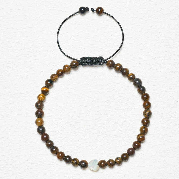 Buddha Stones 天然タイガーアイビーズのハート型パワーストリングブレスレット - image 1