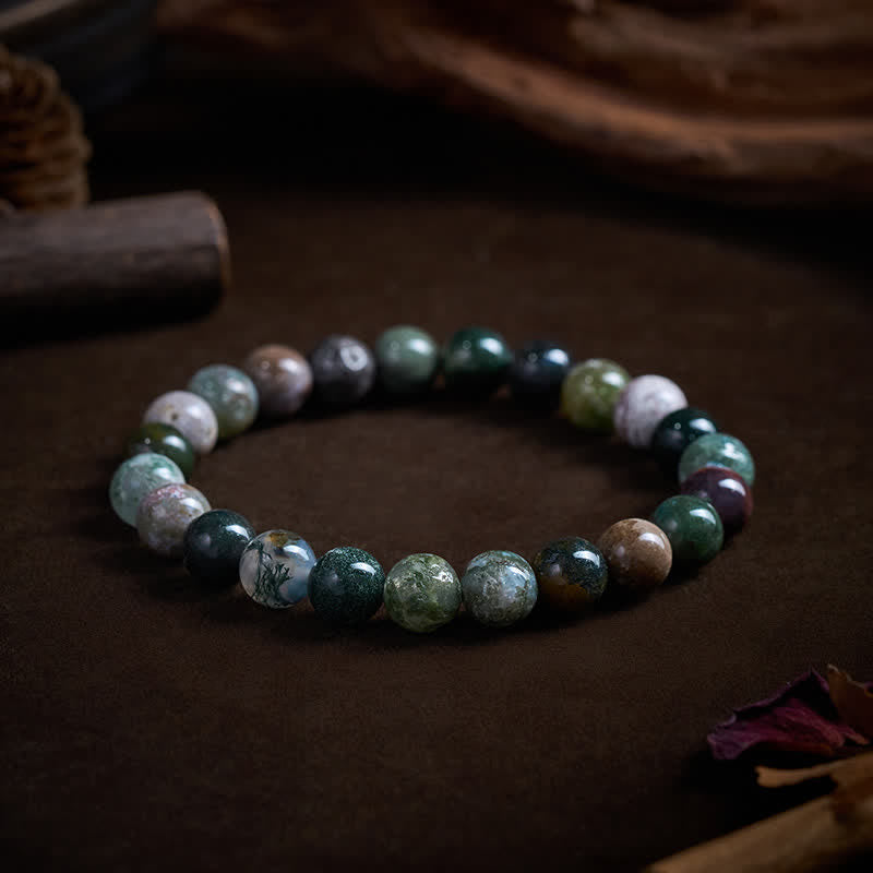 Buddha Stones 天然石の海底堆積物ジャスパーアゲート製、保護と平和のブレスレット - 8mm（手首周り：15～16cm） - image 7