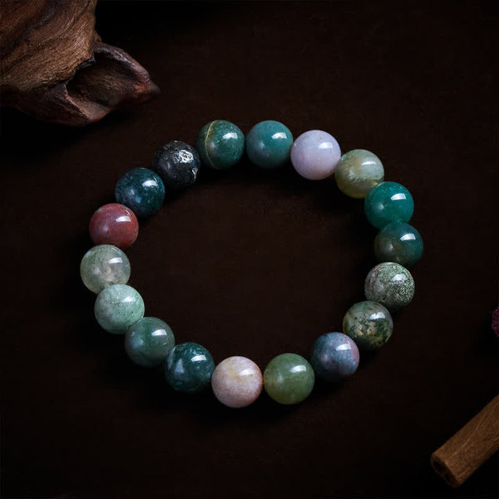Buddha Stones 天然石の海底堆積物ジャスパーアゲート製、保護と平和のブレスレット - 10mm（手首周り：16～17cm） - image 9